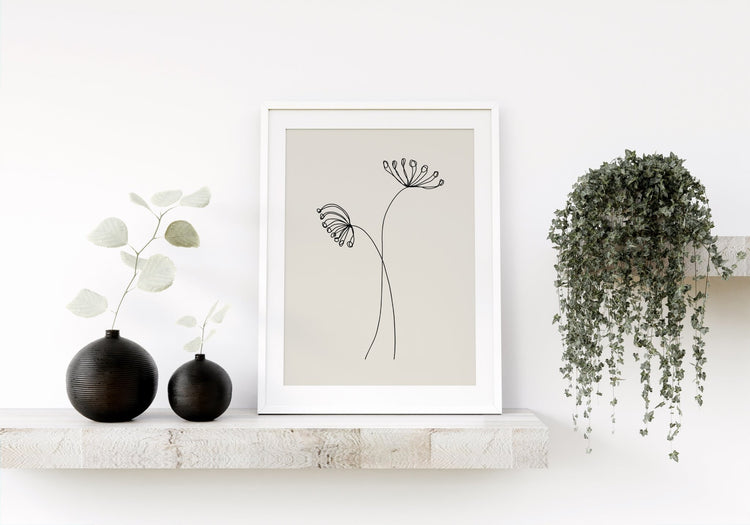 Botanical Line Drawing Nude Backdrop