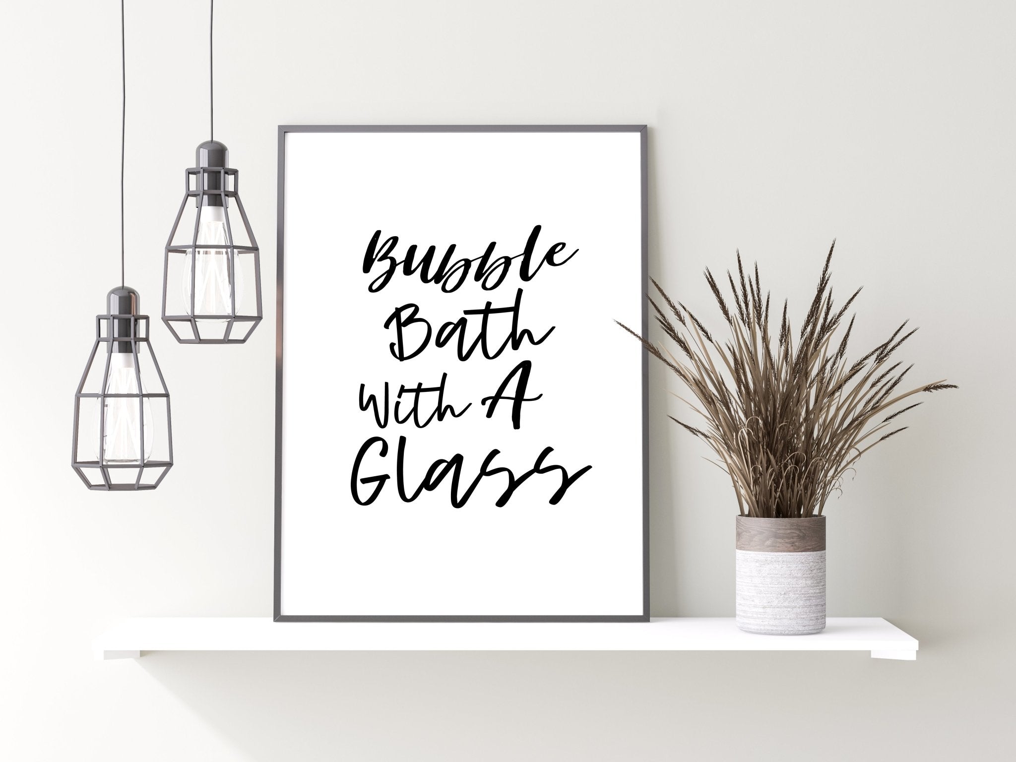 Bubble Bath with A Glass Black and White Bathroom Print