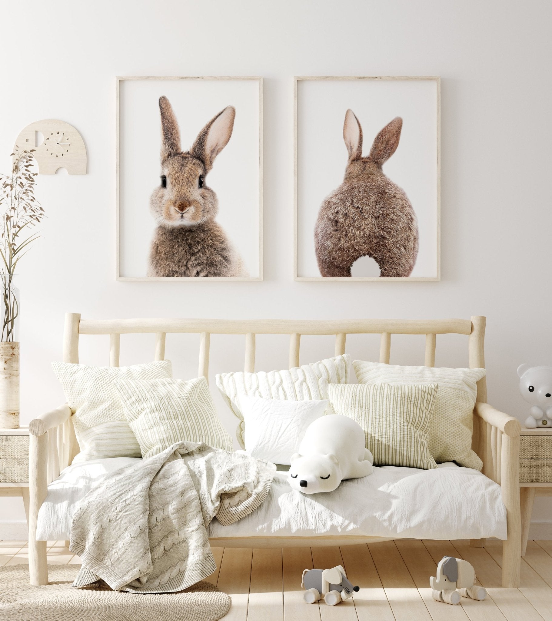 Bunny Rabbit Print Set of 2 | Nursery Decor Wall Art from Moonshine Prints