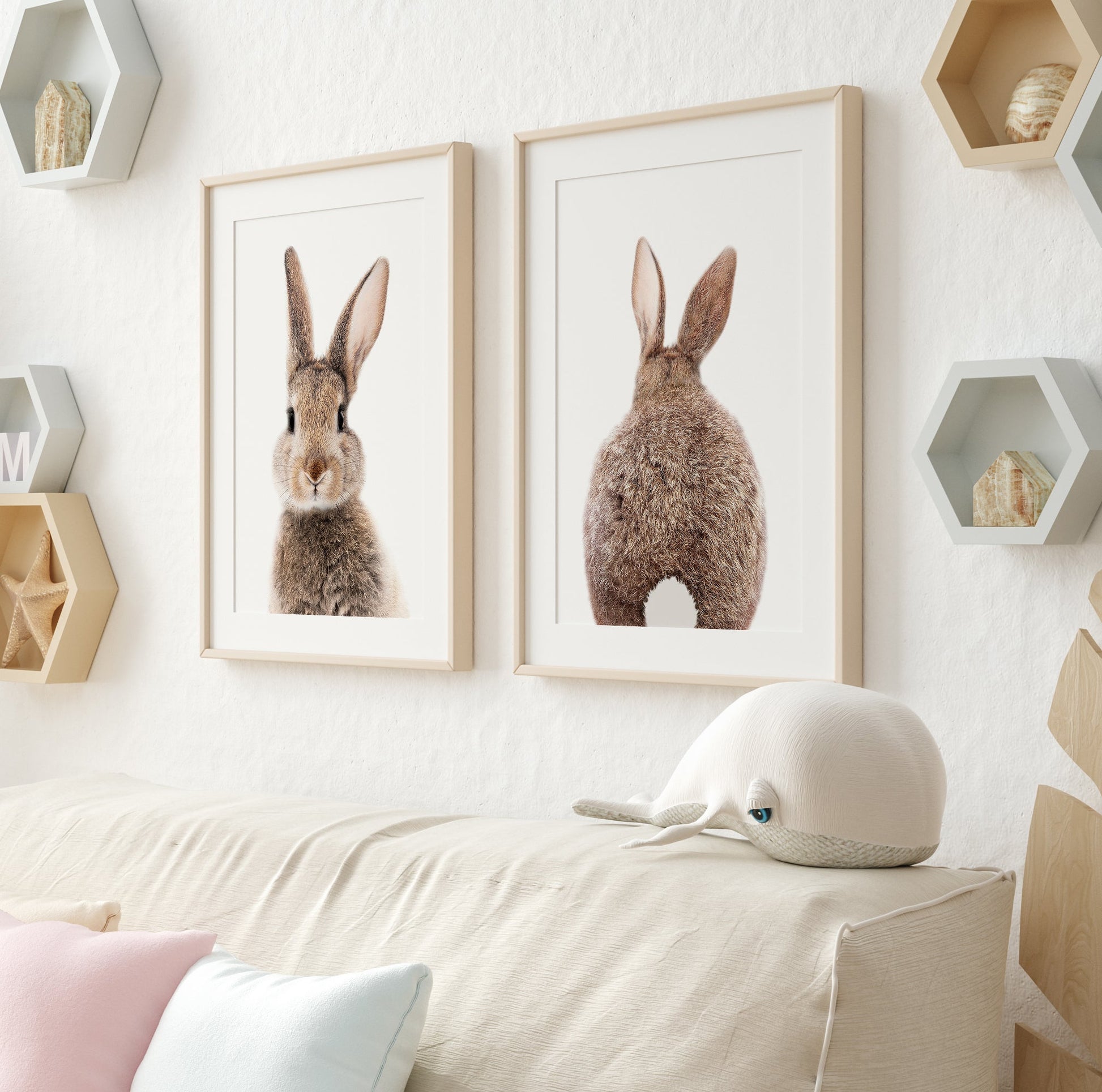 Bunny Rabbit Print Set of 2 | Nursery Decor Wall Art from Moonshine Prints