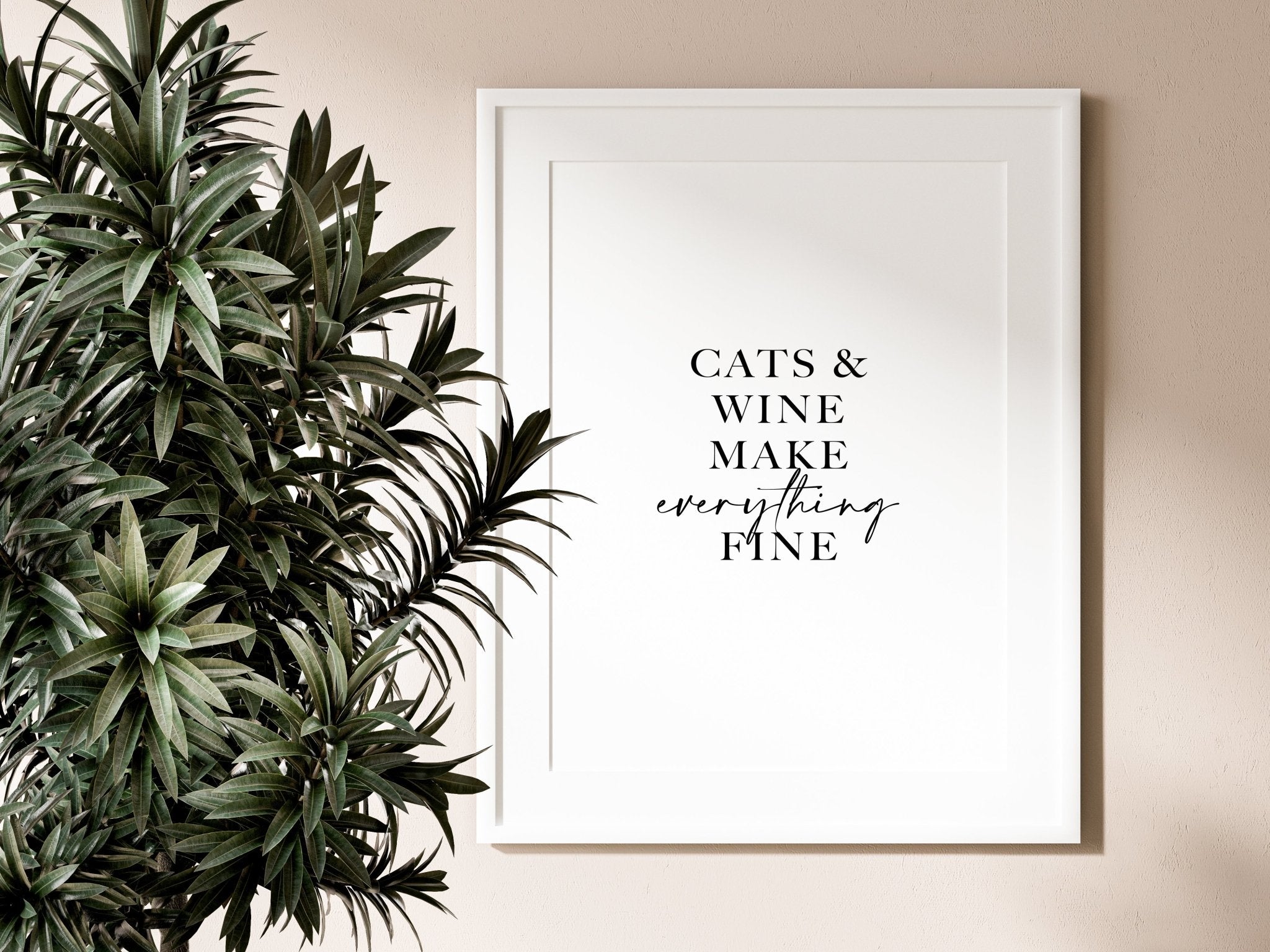 Cats & Wine Funny Print for Kitchen