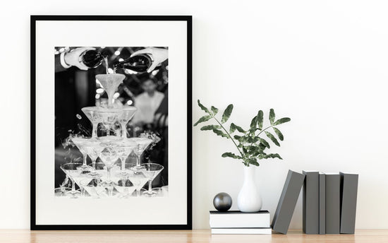 Champagne Tower Black and White Kitchen Print