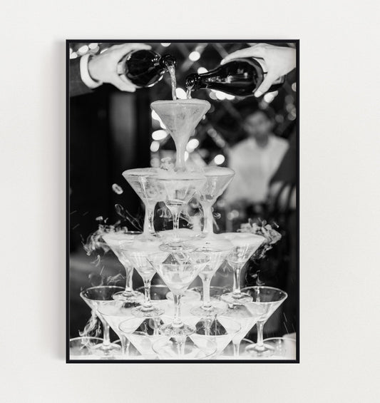 Champagne Tower Black and White Kitchen Print