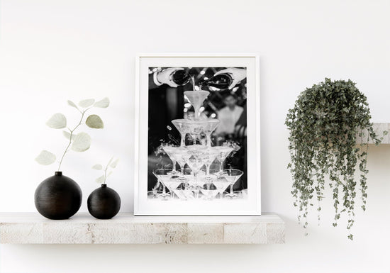 Champagne Tower Black and White Kitchen Print