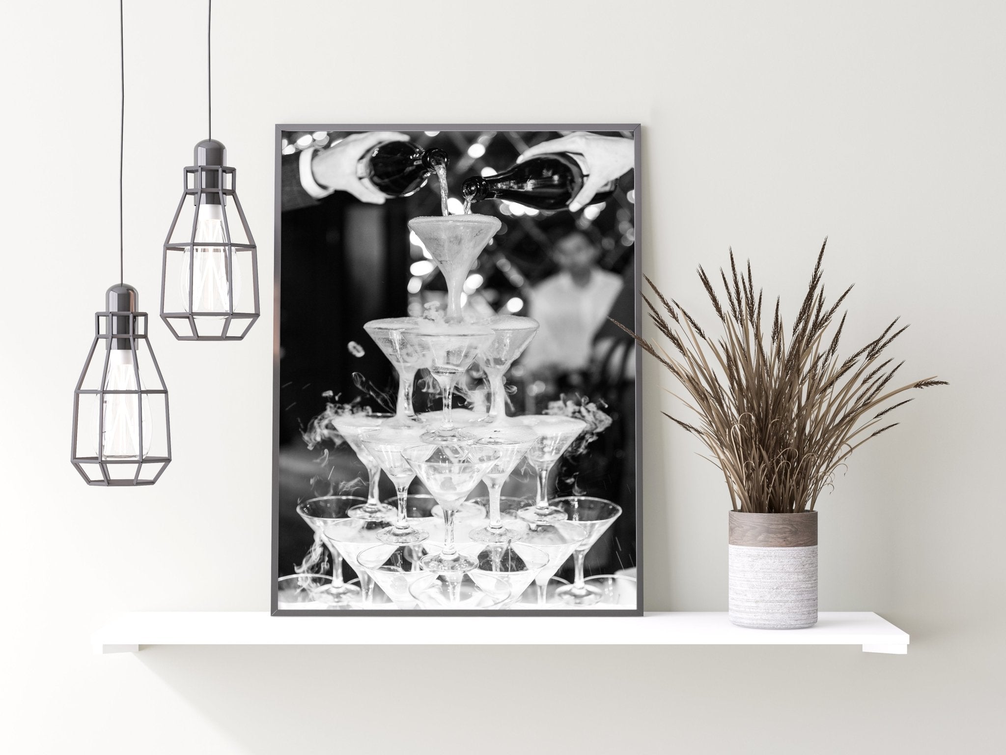 Champagne Tower Black and White Kitchen Print