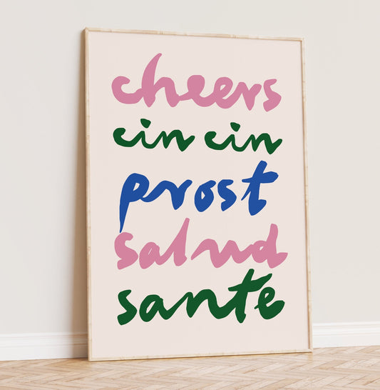 Cheers Languages Kitchen Print