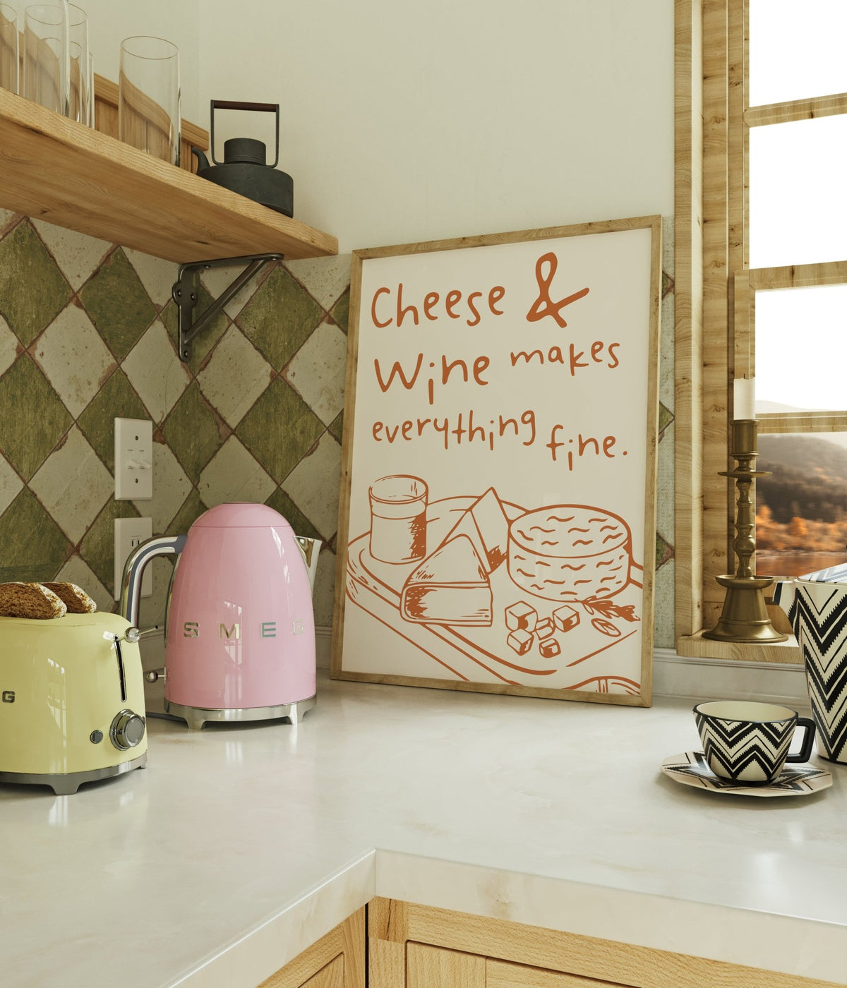 Cheese and Wine Kitchen Print
