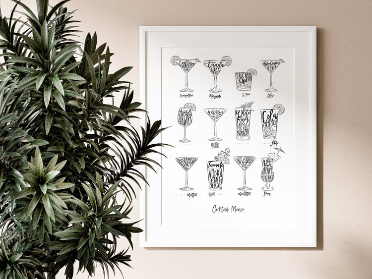 Cocktail Menu Wall Art