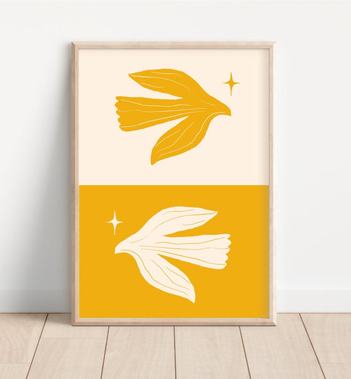 Cream and Gold Dove Wall Art