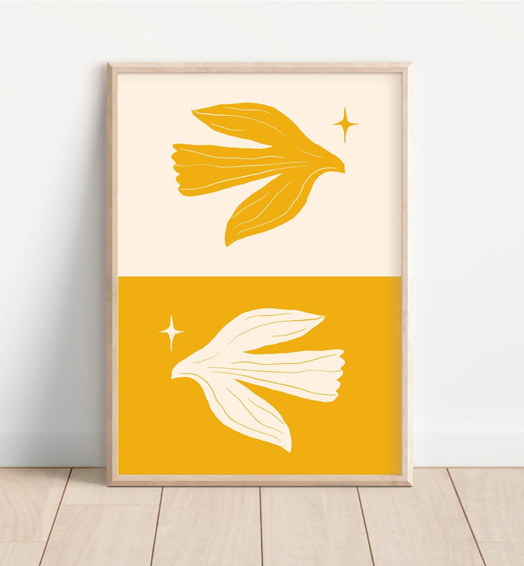 Cream and Gold Dove Wall Art