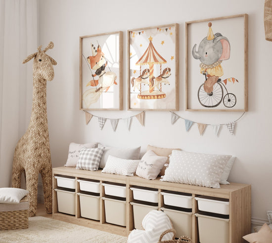 Cute Animals Nursery Print Set of 3