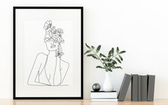 Female Flowers Line Drawing Print