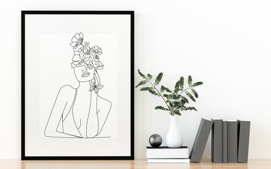 Female Flowers Line Drawing Print