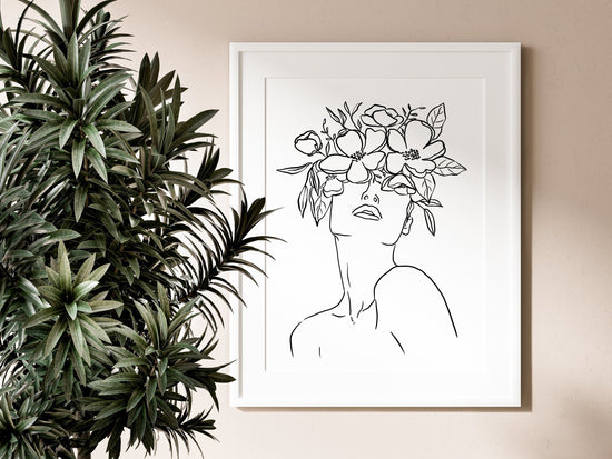 Floral Crown Line Art Print