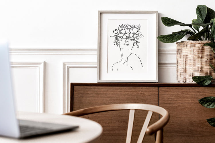 Floral Crown Line Art Print