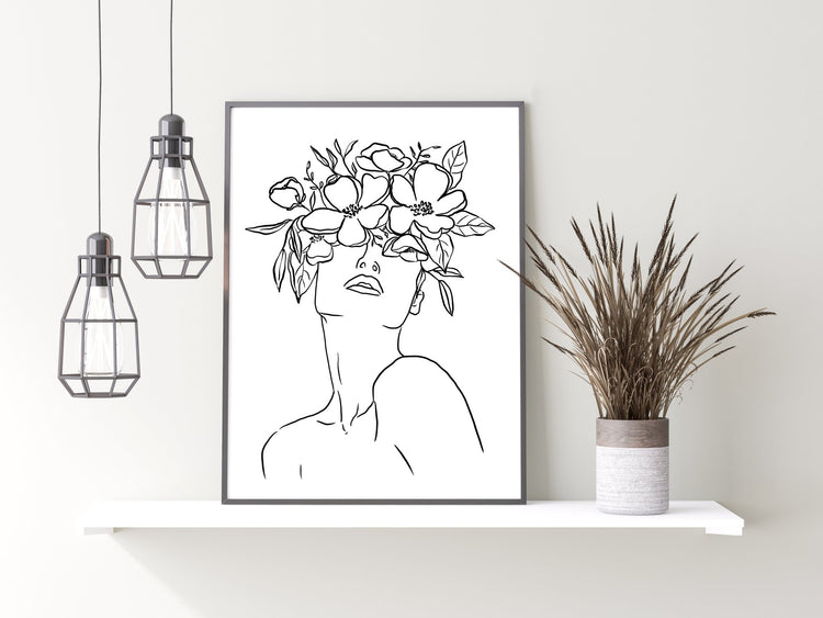 Floral Crown Line Art Print