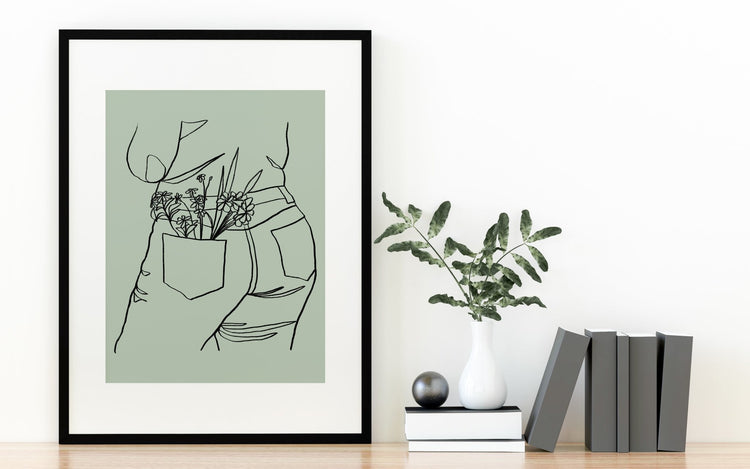 Flower Pockets Line Drawing Print