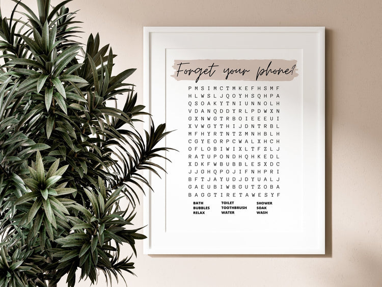 Fun Bathroom Art- Word Search Print