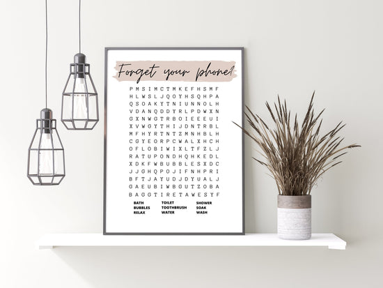 Fun Bathroom Art- Word Search Print