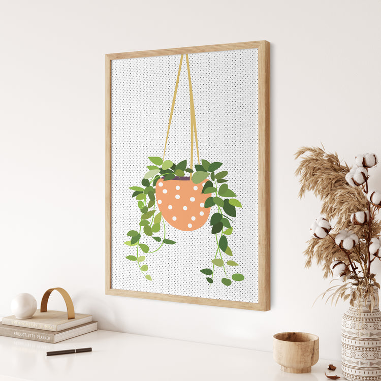 Orange Hanging Plant Print Dining Room Décor