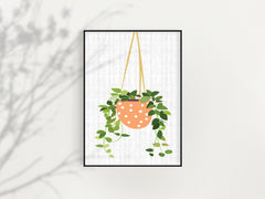 Orange Hanging Plant Print Dining Room Décor