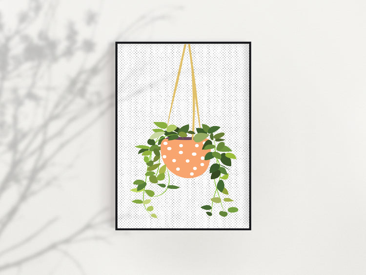 Orange Hanging Plant Print Dining Room Décor