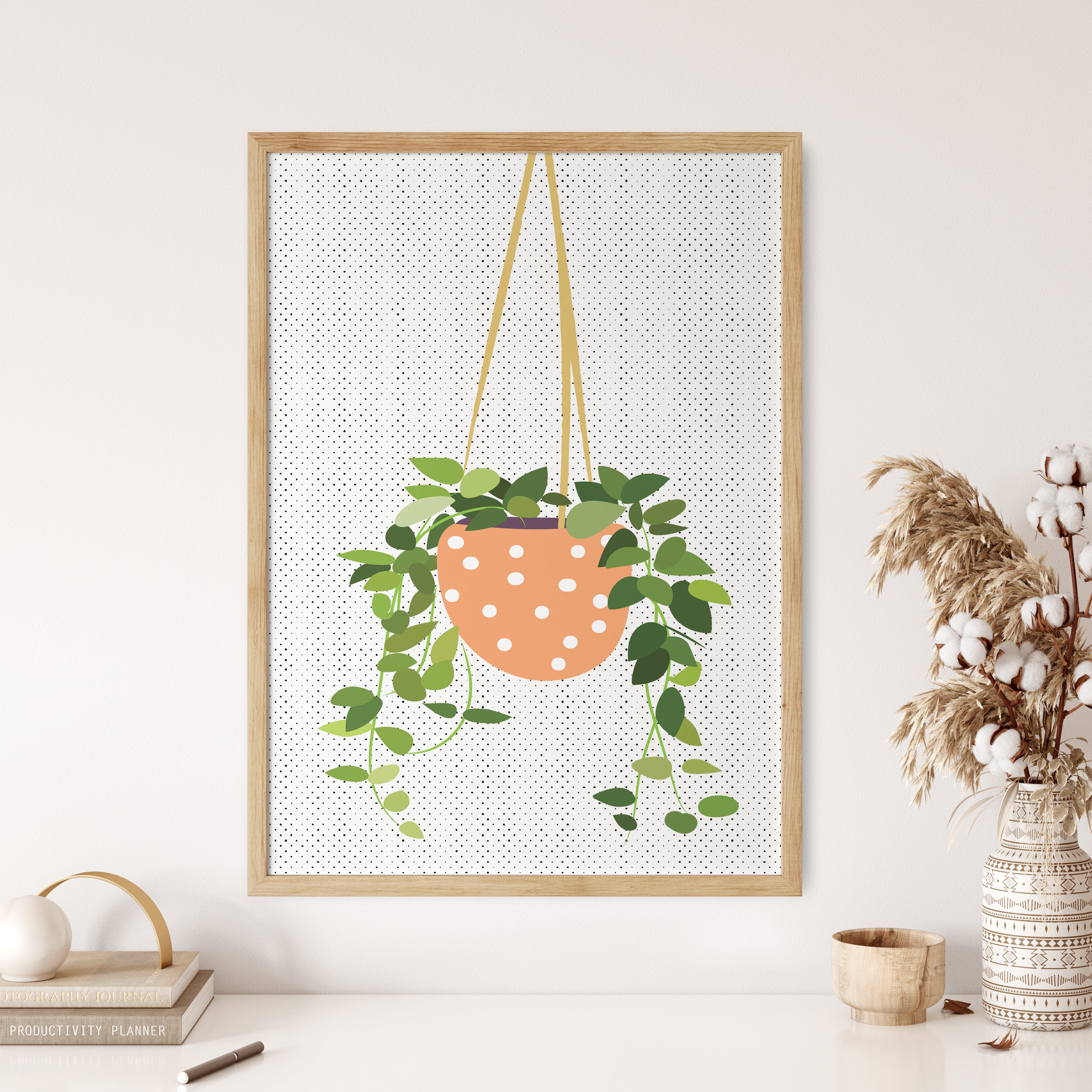 Orange Hanging Plant Print.