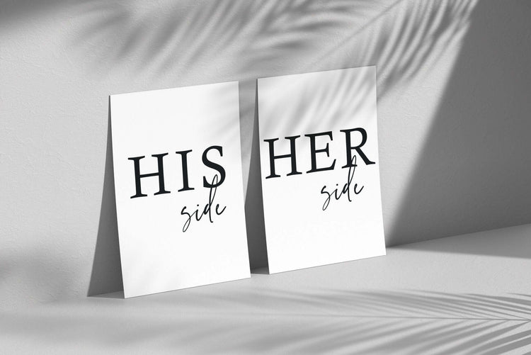 'His Side Her Side' Over The Bed Print Set