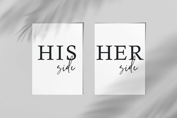 'His Side Her Side' Over The Bed Print Set