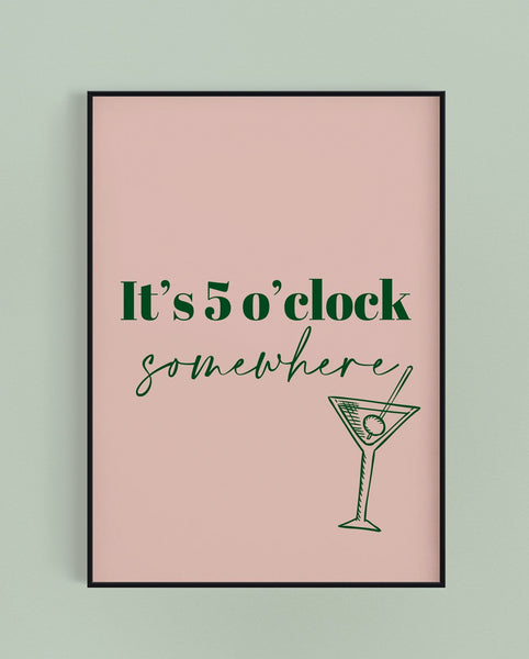 Lustiges Barschild „It's 5 O'clock Somewhere“ – Metallschild Für Bar, Männerhöhle, Deko