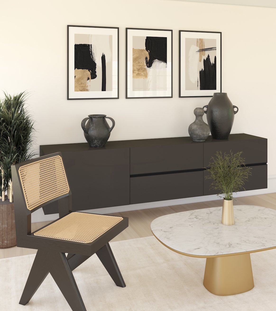 Set of 3 Prints | Neutral Living Room Print Set Decor – Moonshine Prints