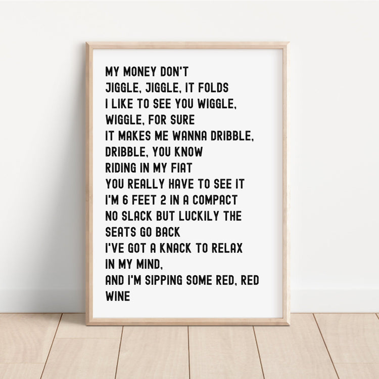 Louis Theroux Jiggle Jiggle Lyrics Print