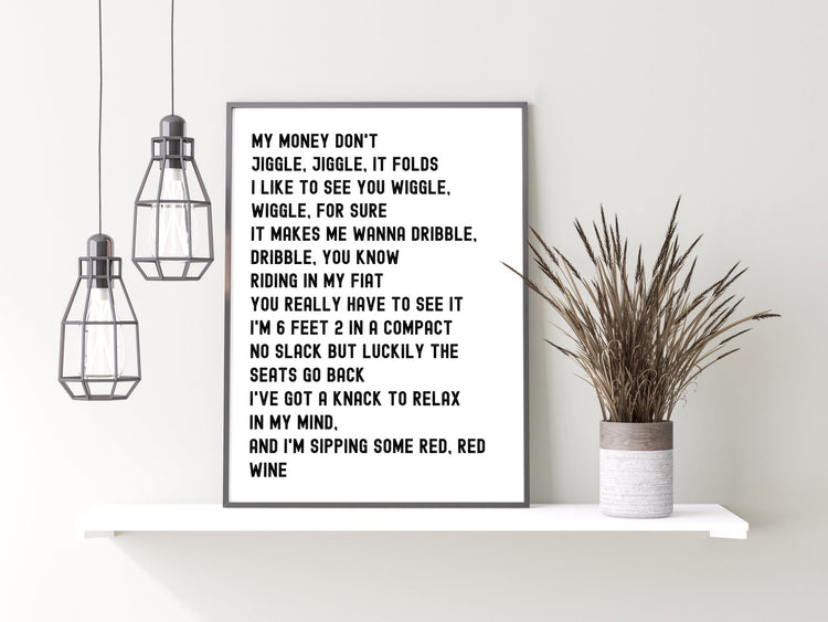 Louis Theroux Jiggle Jiggle Lyrics Print