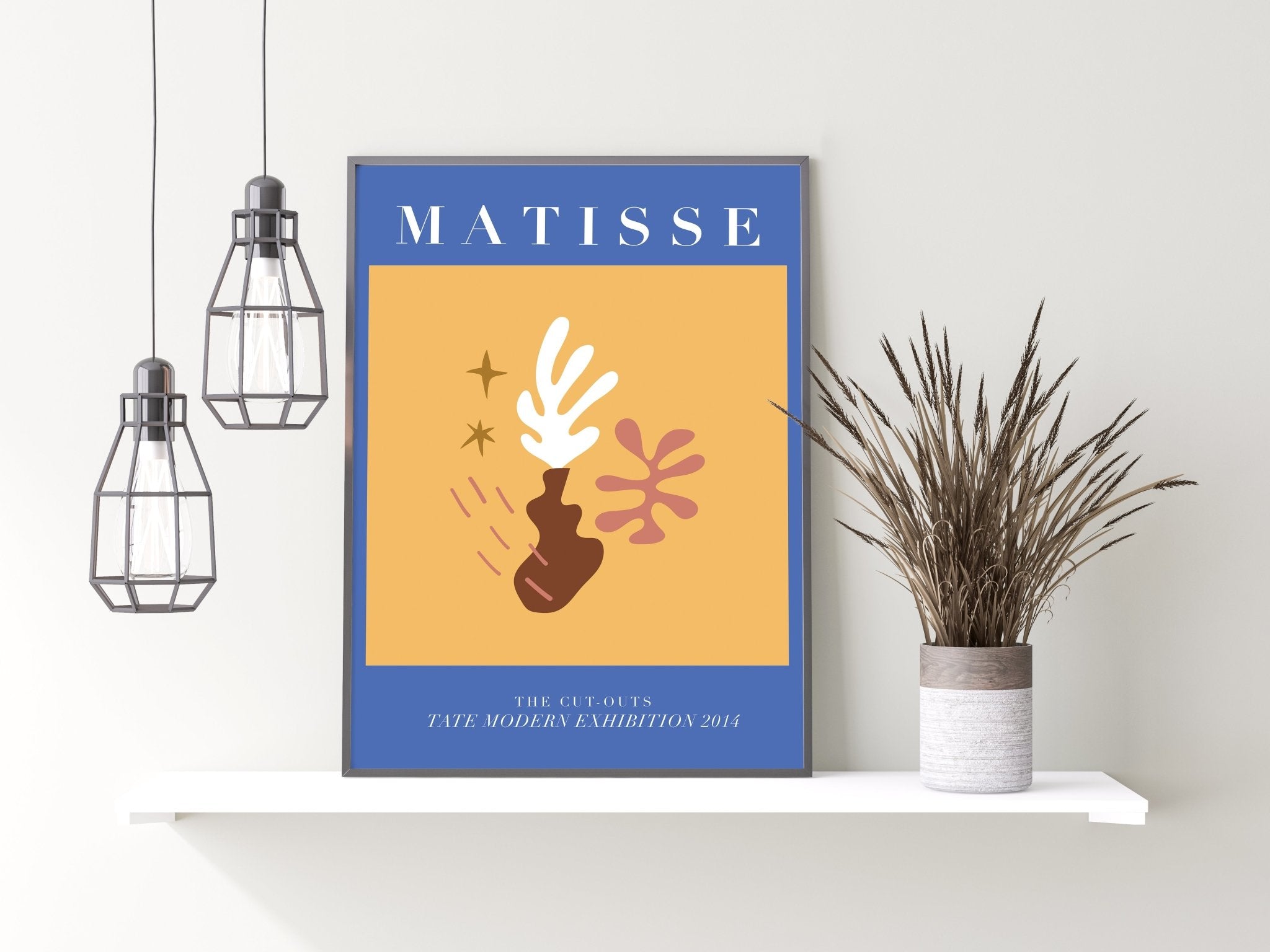 Matisse Blue and Gold Abstract Wall Art Print