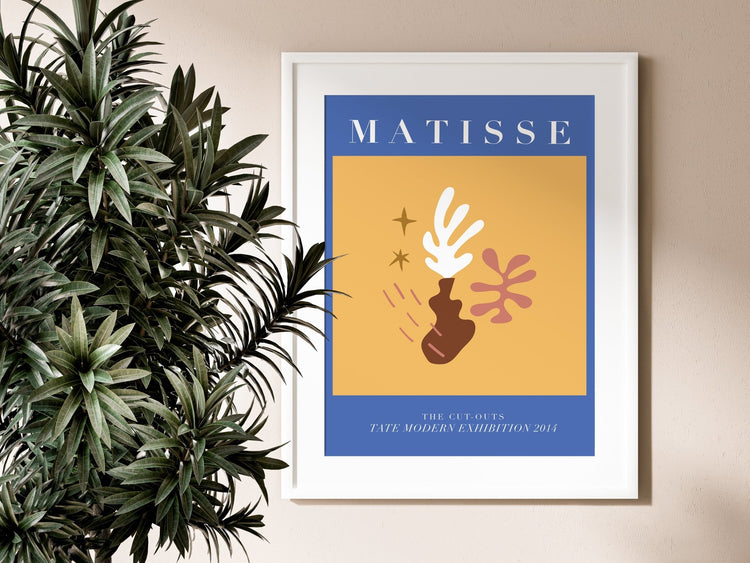 Matisse Blue and Gold Abstract Wall Art Print