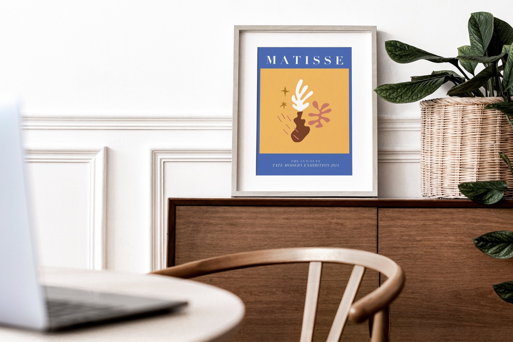 Matisse Blue and Gold Abstract Wall Art Print