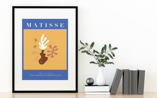 Matisse Blue and Gold Abstract Wall Art Print