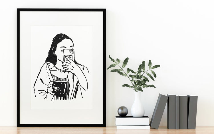 Mirror Illustration Selfie Print