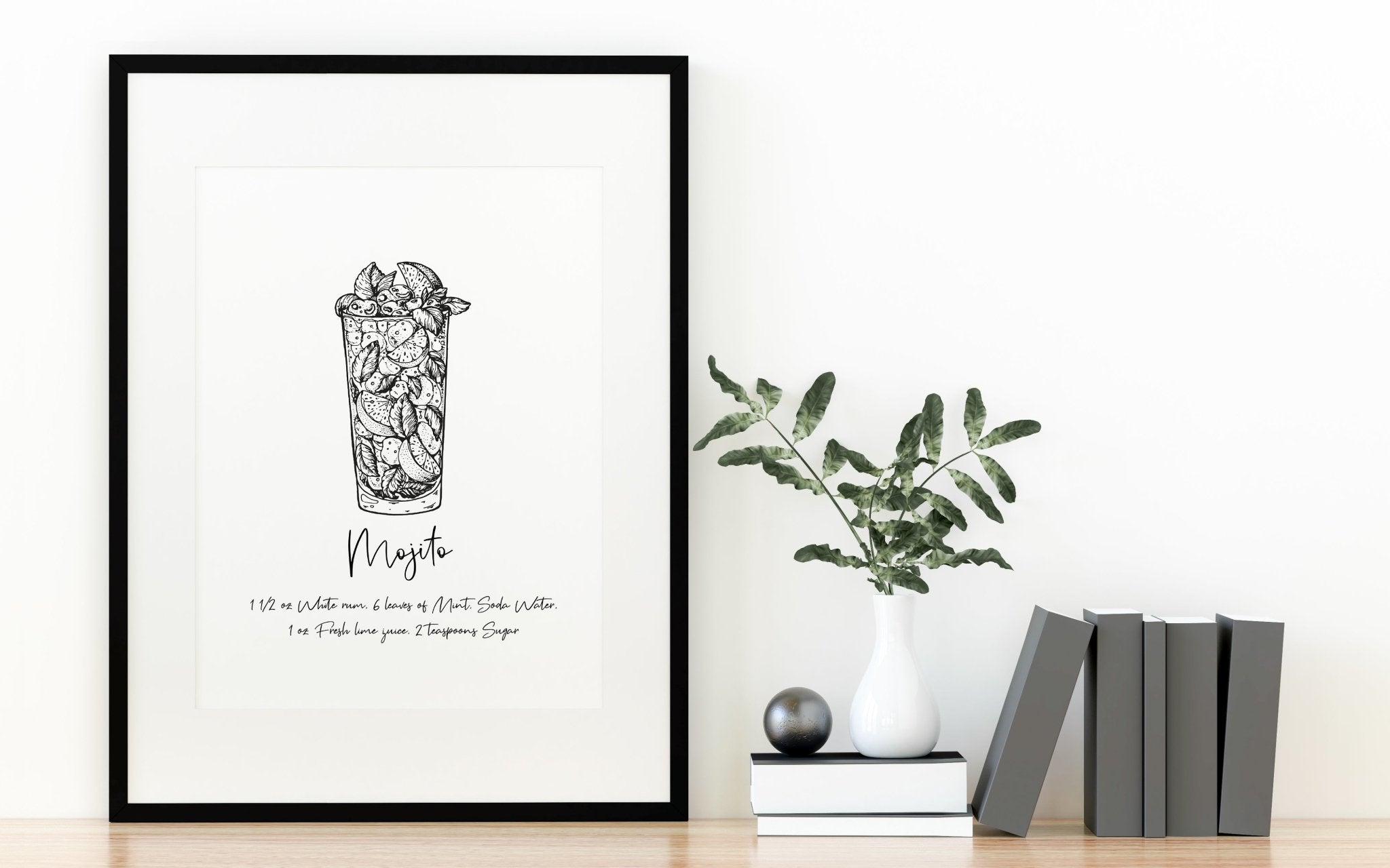 Mojito Cocktail Recipe Poster Print