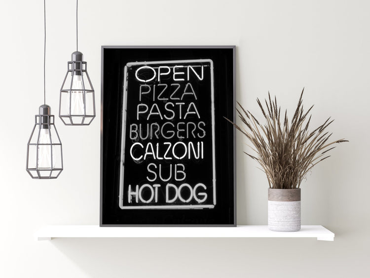 Neon NYC Street Food Kitchen Art Print