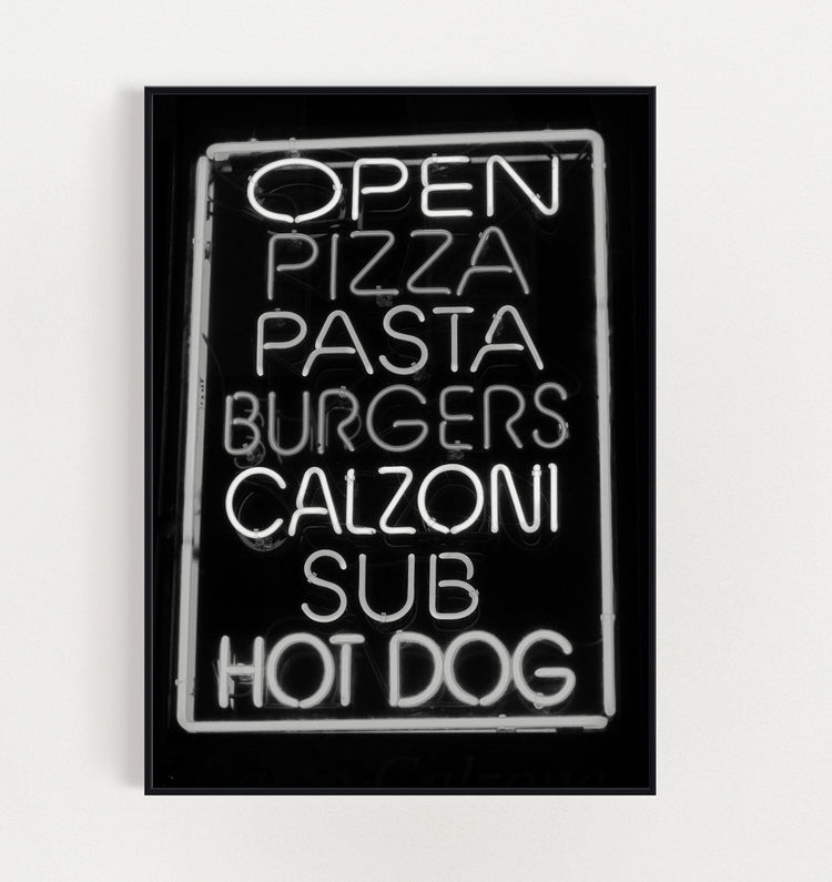 Neon NYC Street Food Kitchen Art Print