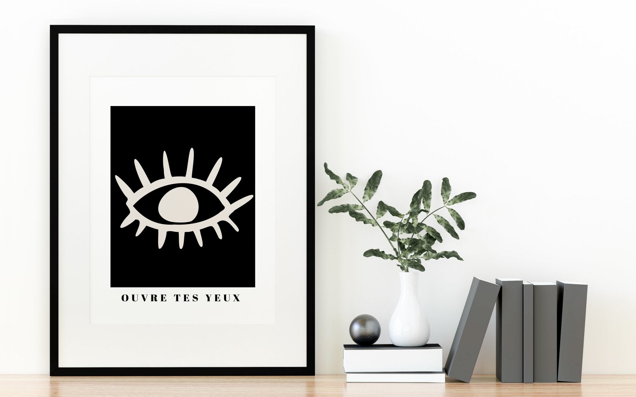 Ouvre Tes Yeux Black and White Abstract Wall Art Print