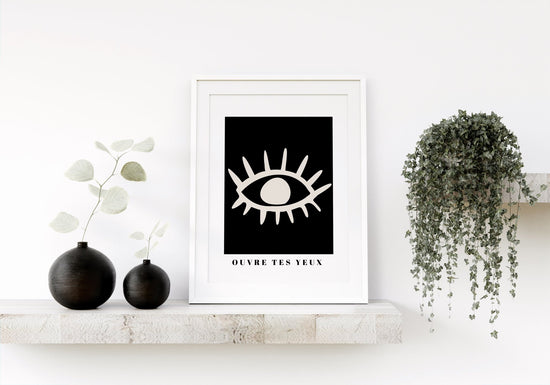 Ouvre Tes Yeux Black and White Abstract Wall Art Print