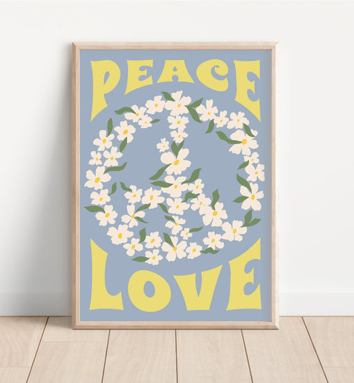 Peace and Love Hippie Retro Print