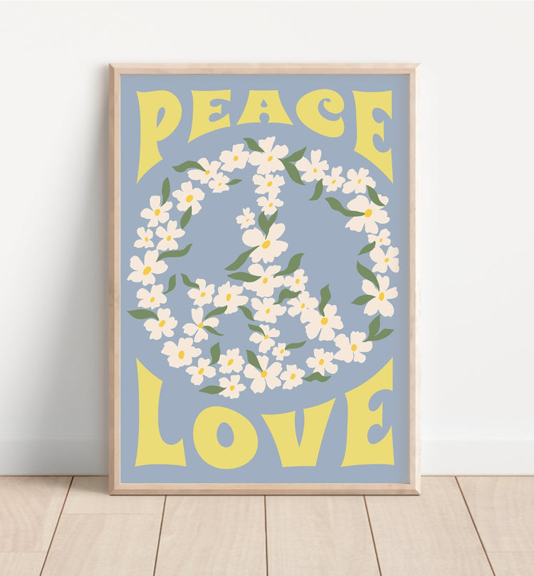 Peace and Love Hippie Retro Print