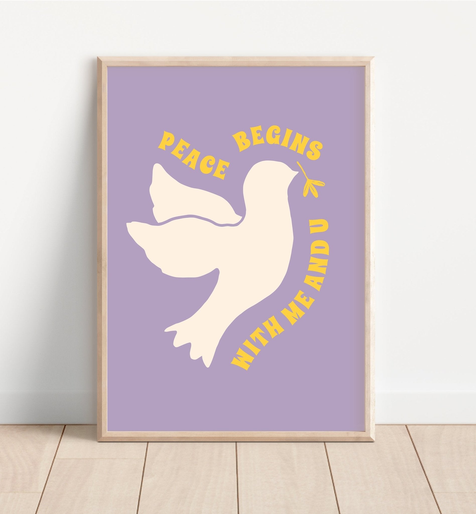 Peace Begins Quote Purple Print
