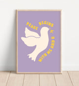 Peace Begins Quote Purple Print