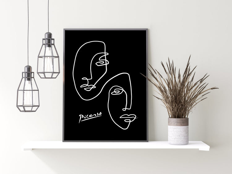 Picasso Inspired Black and White Abstract Art Print