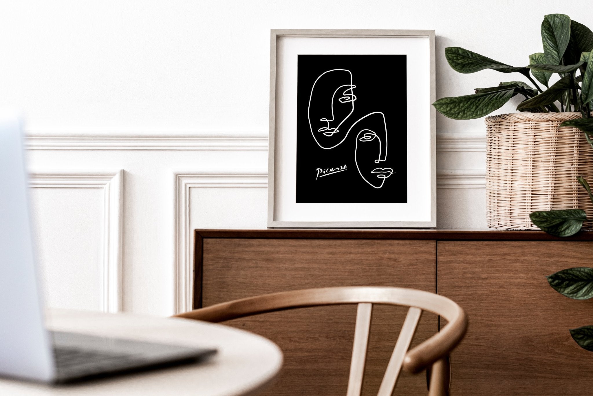 Picasso Inspired Black and White Abstract Art Print