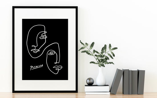 Picasso Inspired Black and White Abstract Art Print